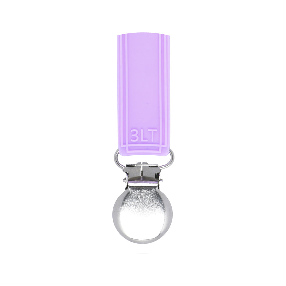 Three Little Tots Classic Lavender Purple Silicone One Piece Pacifier Clip