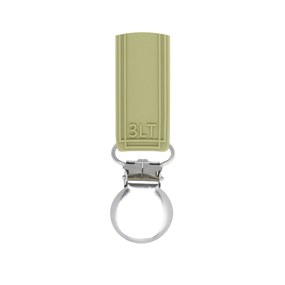 Three Little Tots Classic Olive Green All Silicone One Piece Pacifier Clip