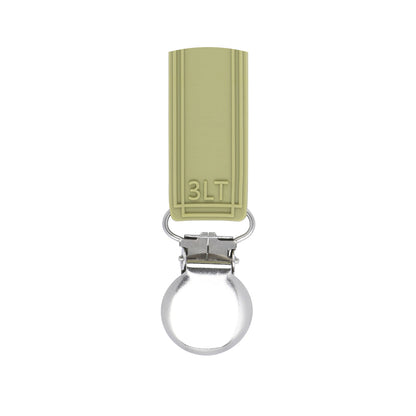 Three Little Tots Classic Olive Green All Silicone One Piece Pacifier Clip
