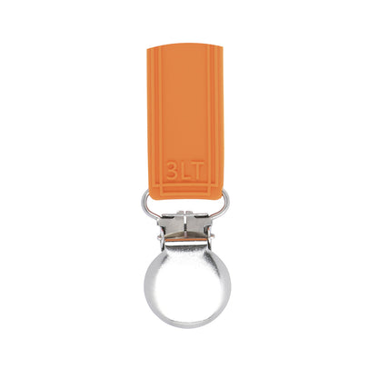 Three Little Tots Classic Orange All Silicone One Piece Pacifier Clip