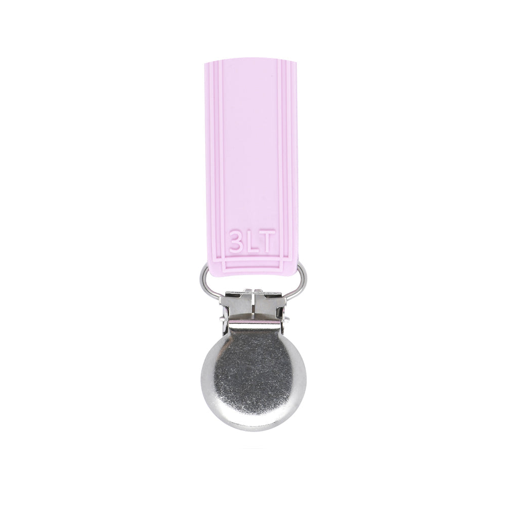Three Little Tots Classic Baby Pink All Silicone One Piece Pacifier Clip