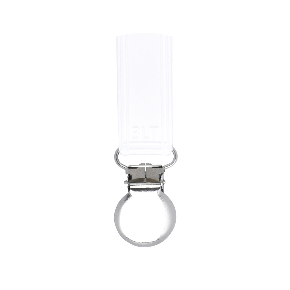 Three Little Tots Classic White All Silicone One Piece Pacifier Clip
