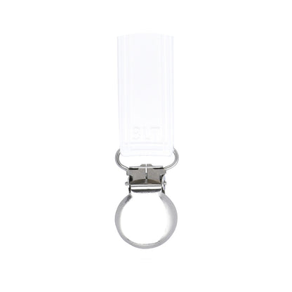 Three Little Tots Classic White All Silicone One Piece Pacifier Clip