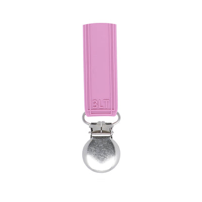 Three Little Tots Classic Rose Pink All Silicone One Piece Pacifier Clip