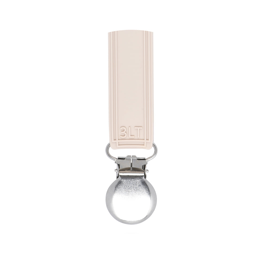 Three Little Tots Classic Tan Beige Neutral All Silicone One Piece Pacifier Clip