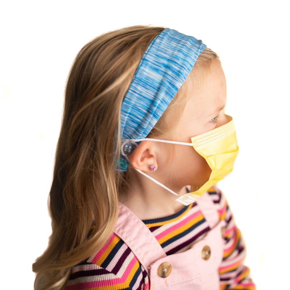 Three Little Tots Cotton Candy Blue Savior Headbands with Buttons For Kids