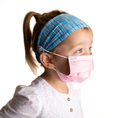 Three Little Tots Cotton Candy Blue Savior Headbands with Buttons For Kids