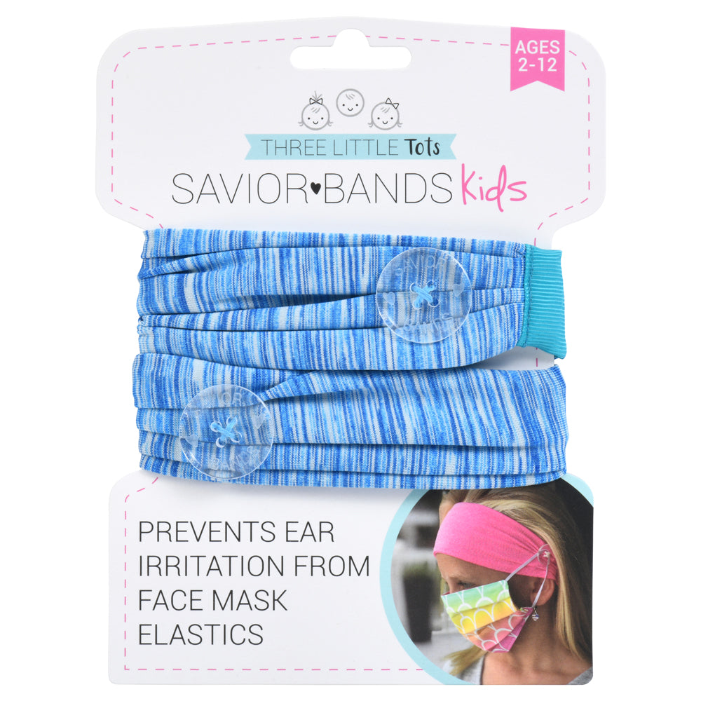 Three Little Tots Cotton Candy Blue Savior Headbands with Buttons For Kids