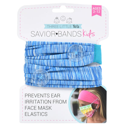 Three Little Tots Cotton Candy Blue Savior Headbands with Buttons For Kids