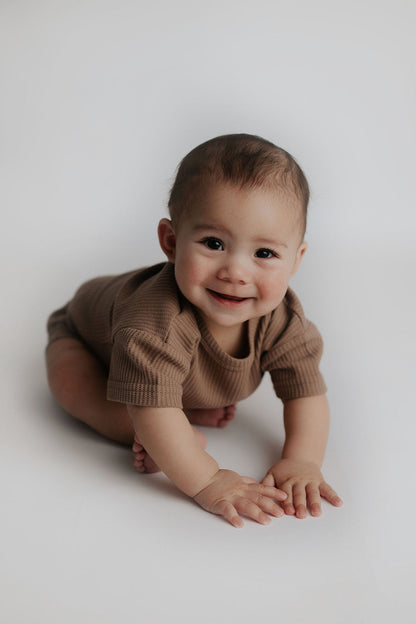 Three Little Tots Cocoa Sands Brown Waffle Two Piece Set