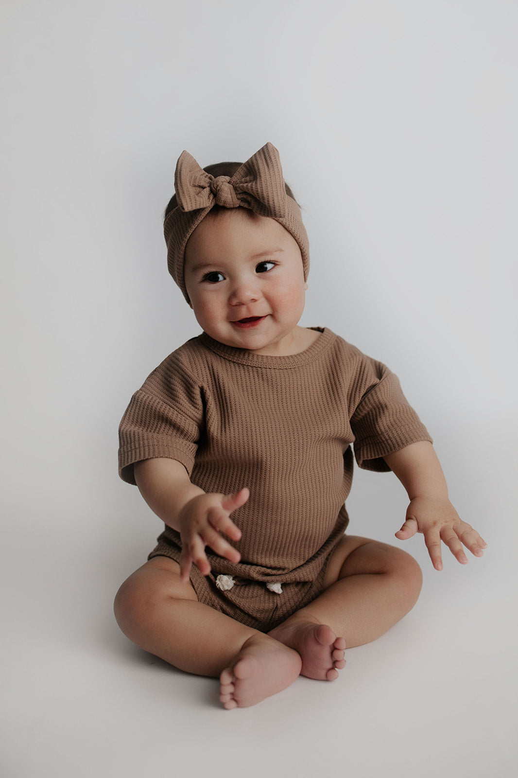 Three Little Tots Cocoa Sands Brown Waffle Two Piece Set