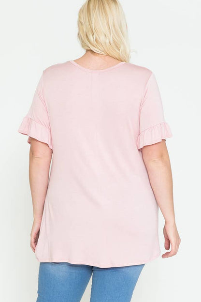 Plus Size Blessed Mama Ruffled Short Sleeve Top