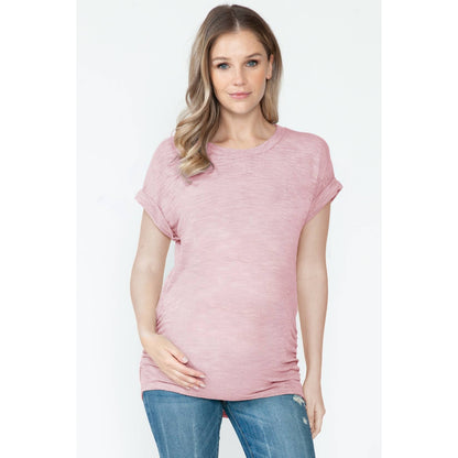 Maternity Side Shirring Ruched Knitted Basic Summer Top