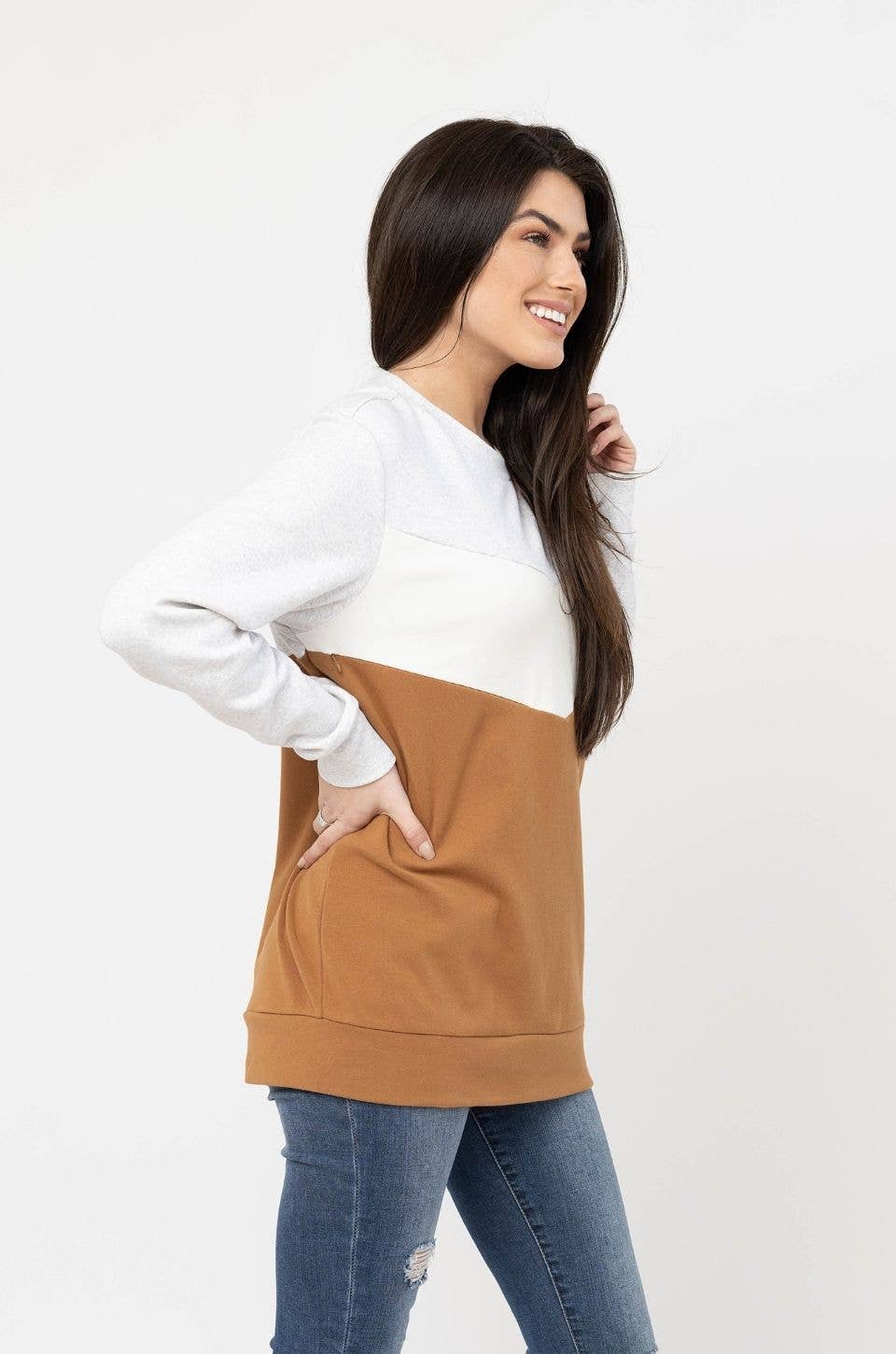 Sweetheart Nursing Sweatshirt - Camel