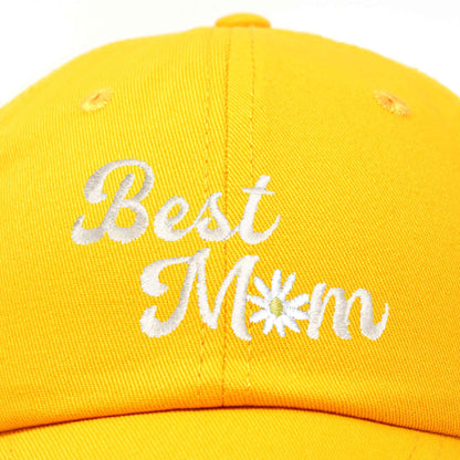 Embroidered Best Mom Daisy Cotton Hat