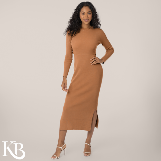 long sleeve breastfeeding dress medium khaki Breastfeeding Nursing Khaki Dress FEED ME THREADS