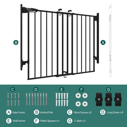 Babelio Boundless D8 | No Bottom Bar Baby Gate for Stairs