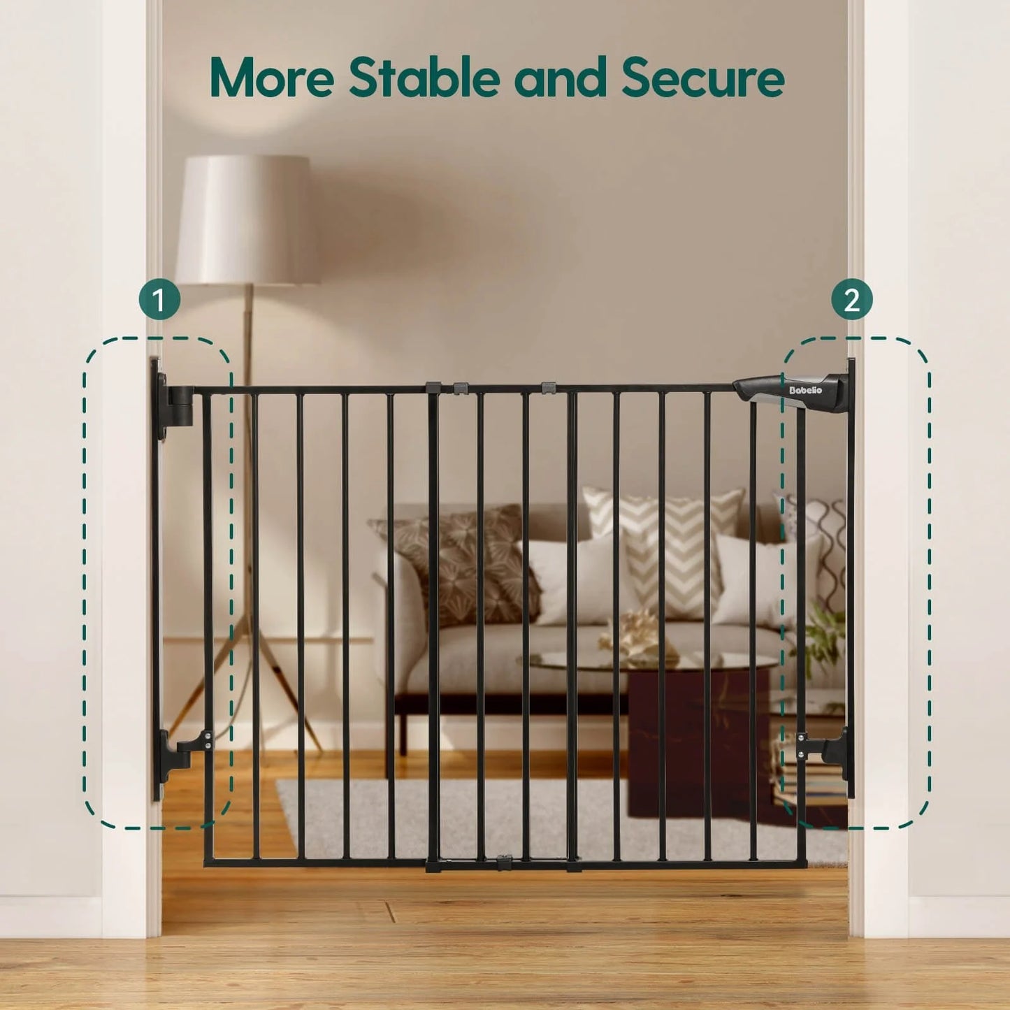 Babelio Boundless D8 | No Bottom Bar Baby Gate for Stairs
