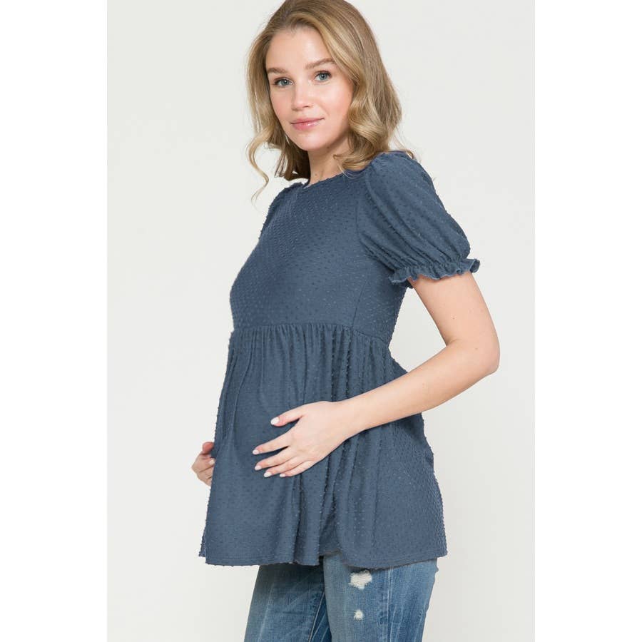 Puff Sleeve Babydoll Ruched Top