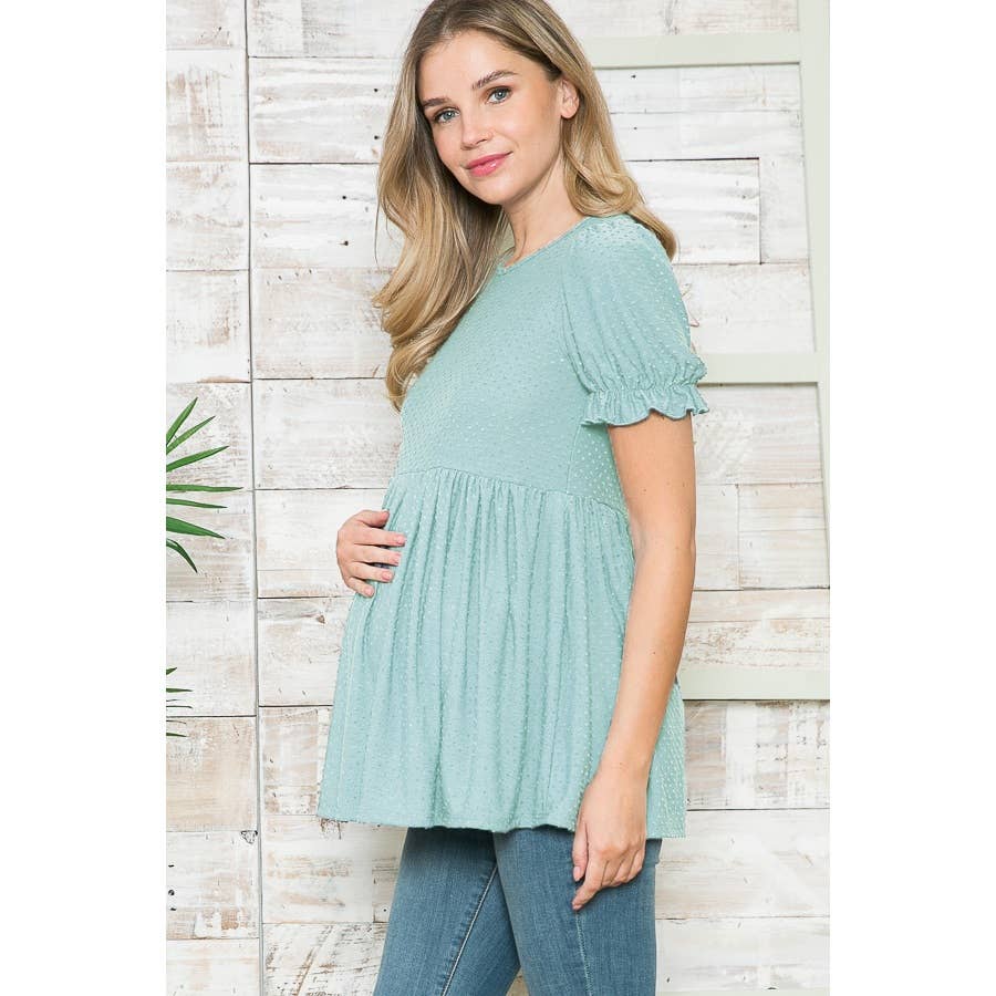 Puff Sleeve Babydoll Ruched Top