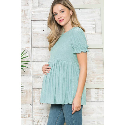 Puff Sleeve Babydoll Ruched Top