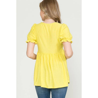 Puff Sleeve Babydoll Ruched Top