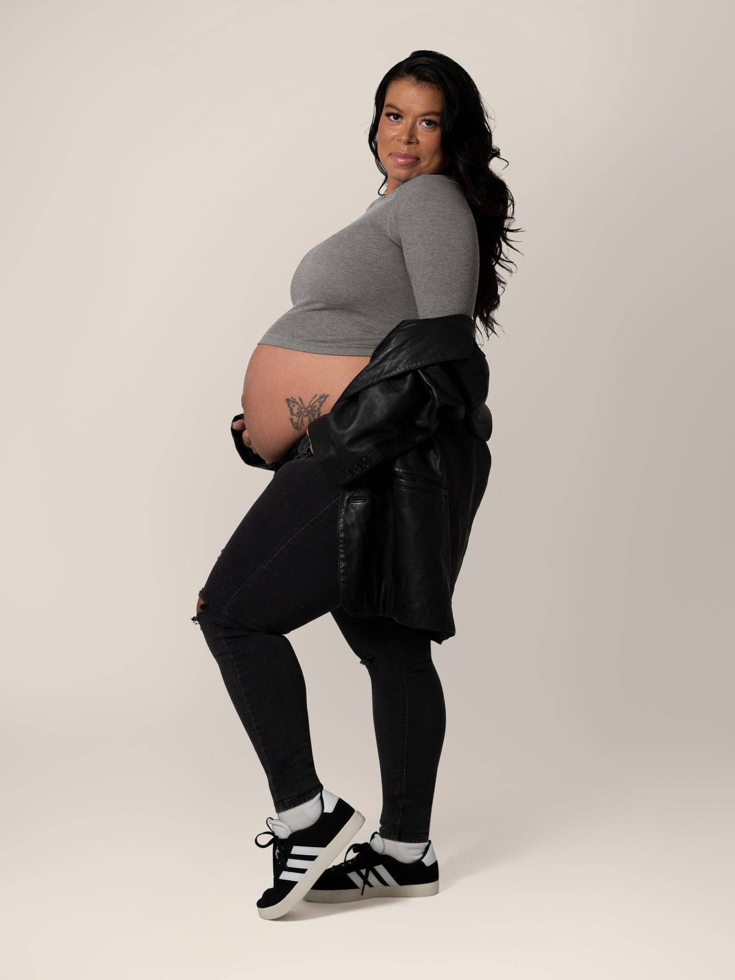 Sublime® Bamboo Maternity & Nursing Cropped Long Sleeve Top