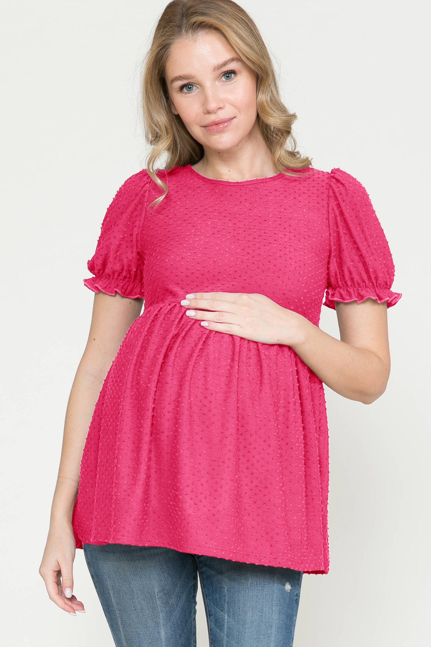 Puff Sleeve Babydoll Ruched Top