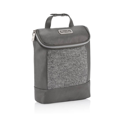 A grey baby bottle cooler