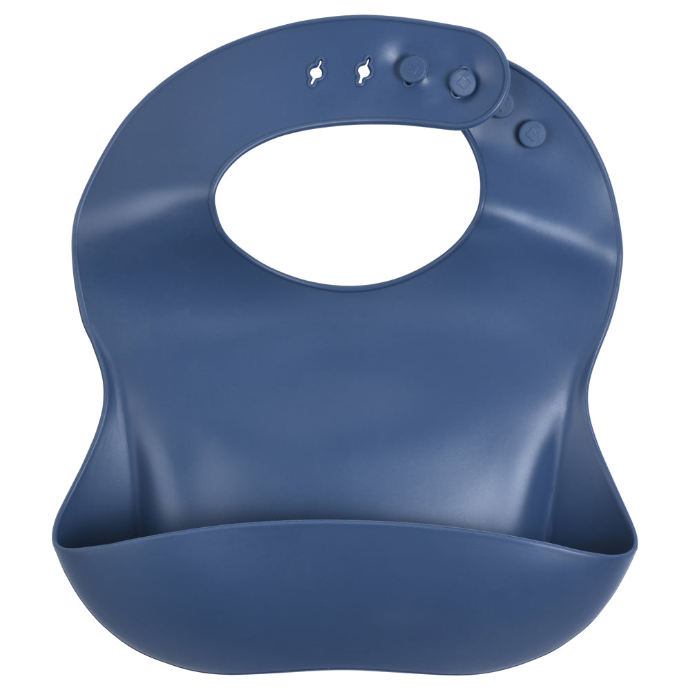 Three Little Tots Dusty Blue Silicone Bib