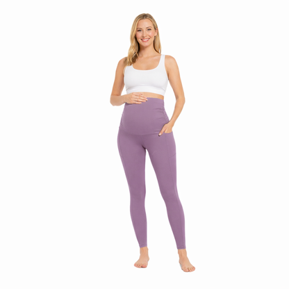 Ruched Maternity Yoga Pants with Pockets