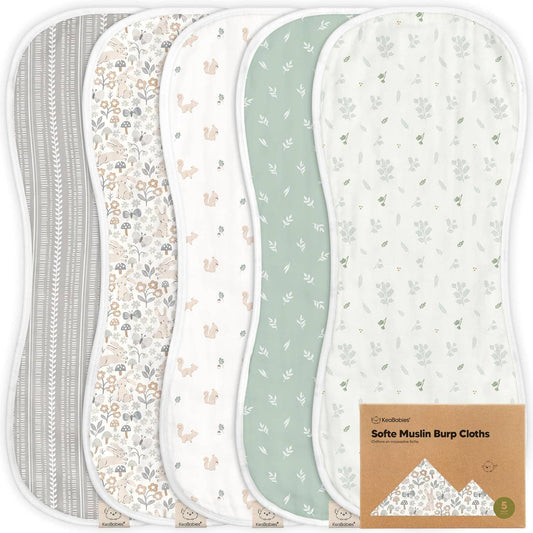 KeaBabies 5-Pack Softe Burp Cloths