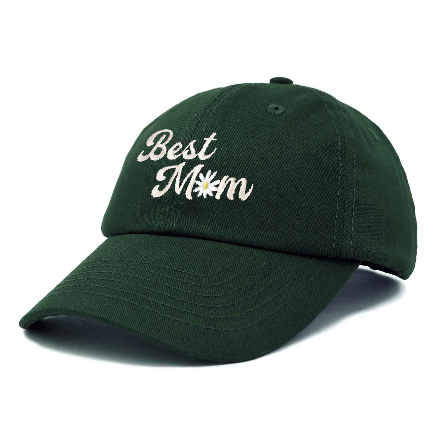 Embroidered Best Mom Daisy Cotton Hat