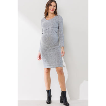 Double Layer Long Sleeve Nursing Maternity Dress