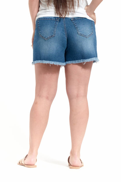 Maternity Sustainable 5" Loose Jean Shorts w/ Bellyband