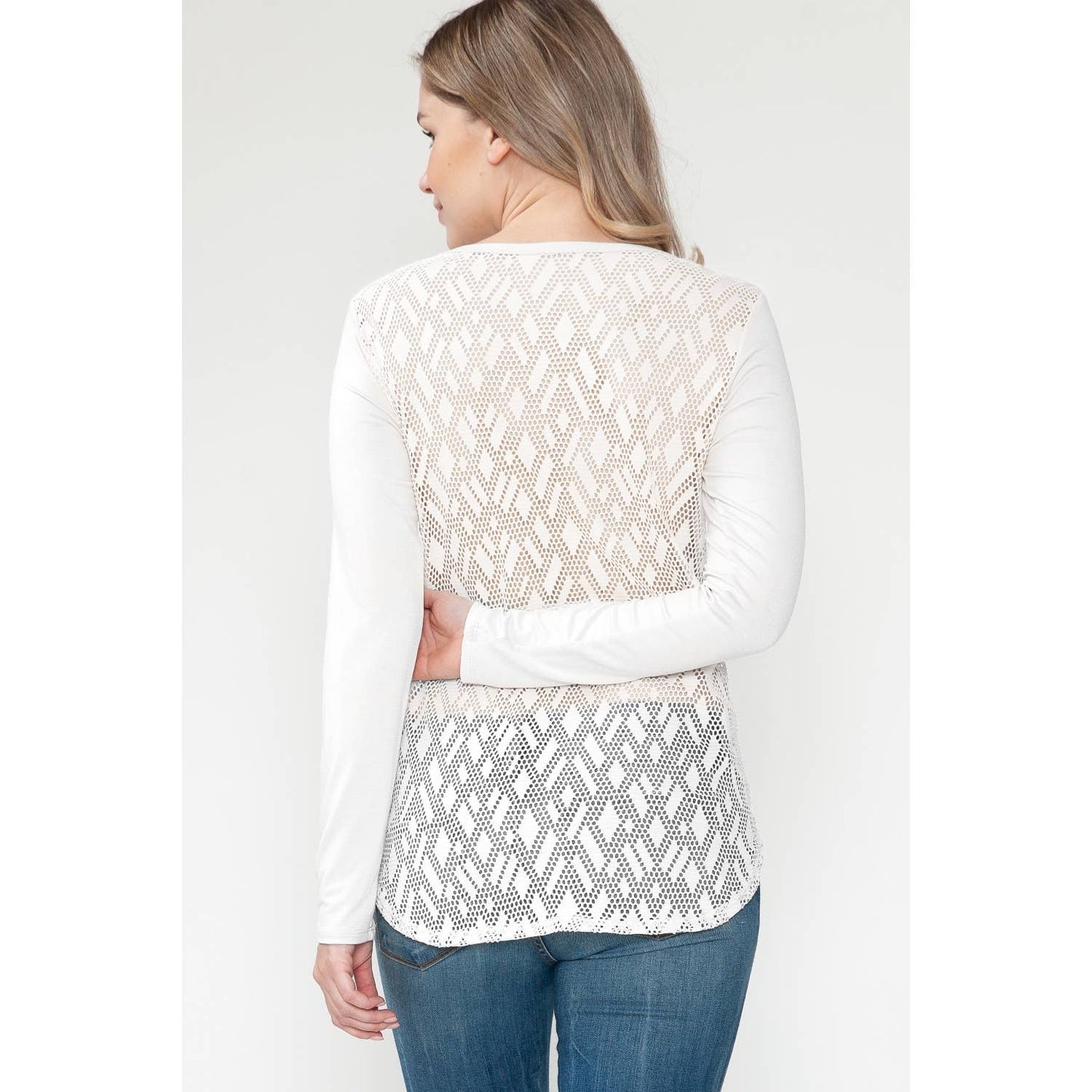 Maternity V-Neck See-Through Back Lace Top