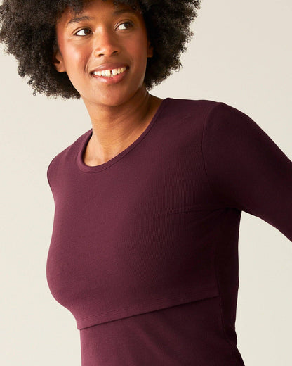 Ribbed Bamboo Long Sleeve Nursing T-shirt