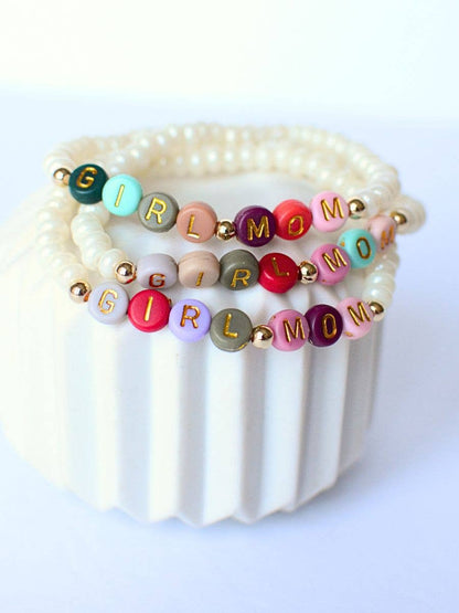 Girl Mom Multicolored Beaded Pearl Bracelet