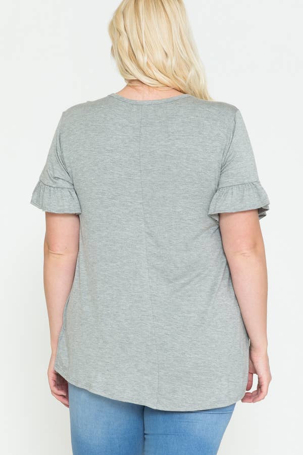 Plus Size Blessed Mama Ruffled Short Sleeve Top