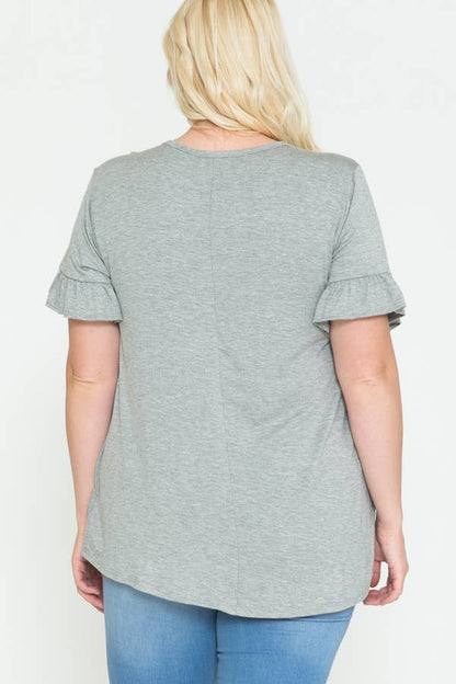 Plus Size Blessed Mama Ruffled Short Sleeve Top
