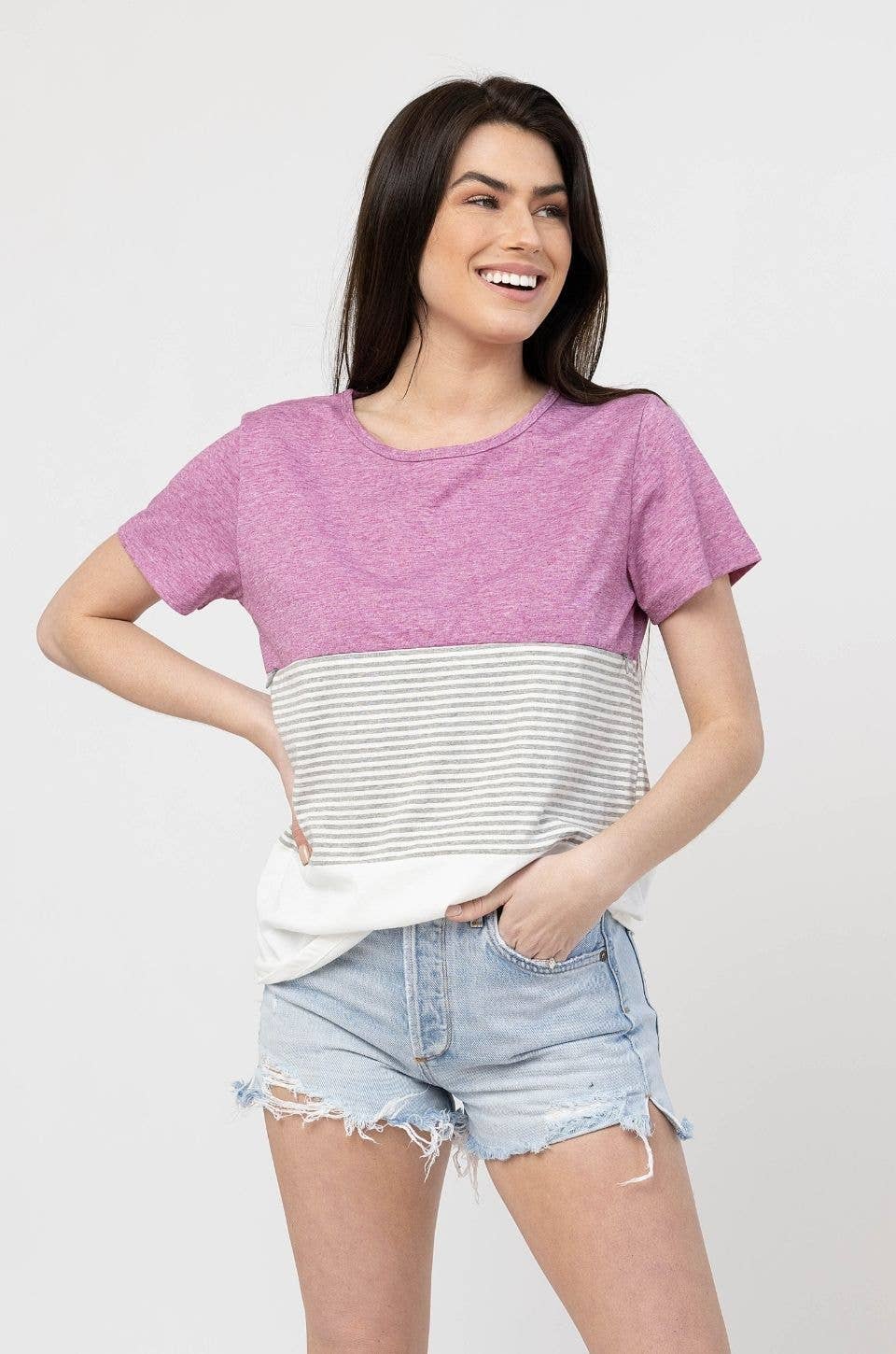 Nursing T-Shirt- 3 Block Colorblock