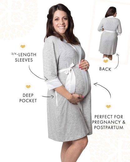 Emmaline Maternity & Postpartum Robe - two belt positions