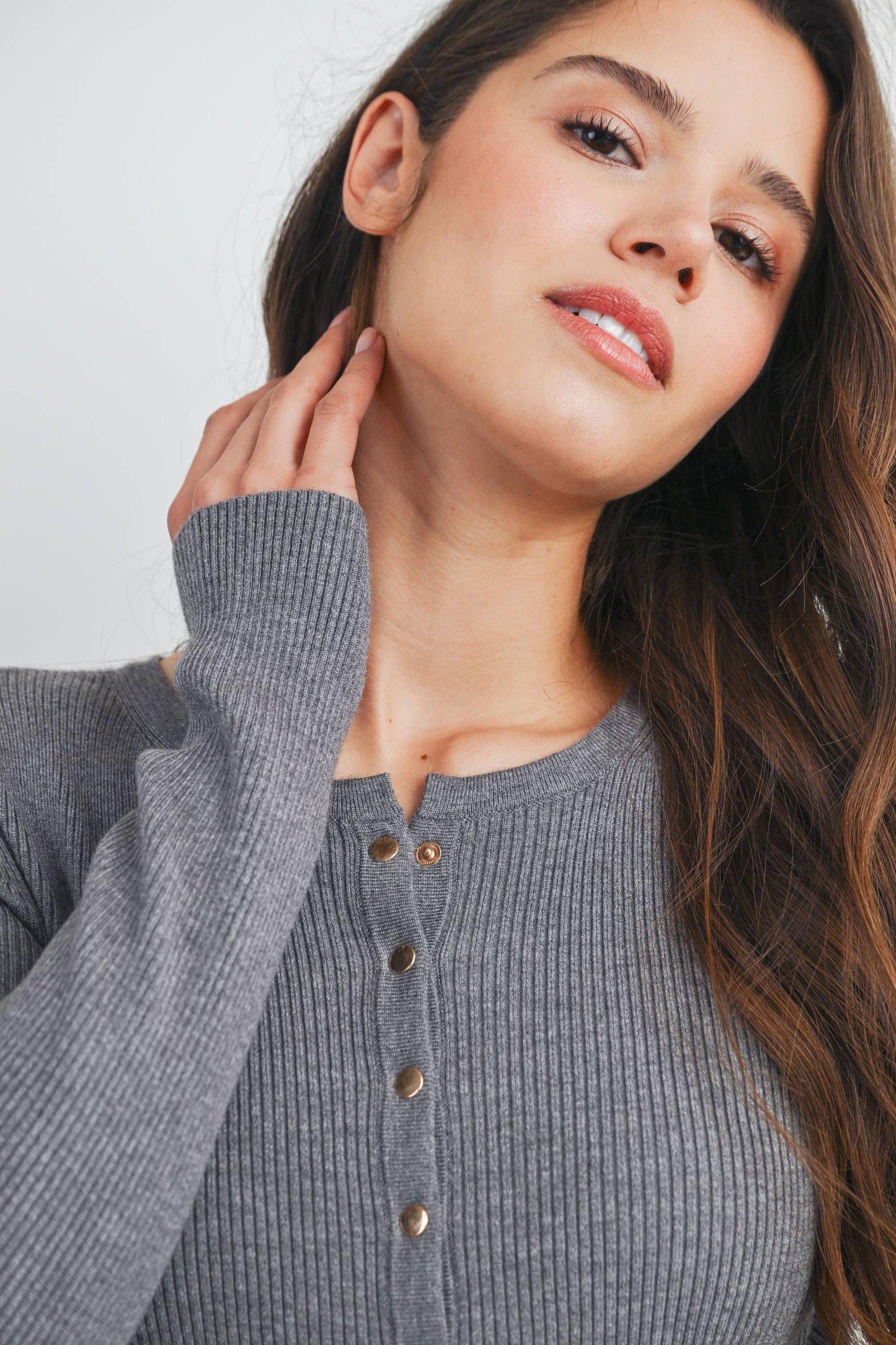 Ribbed Button Front Belted Maternity Midi Dress