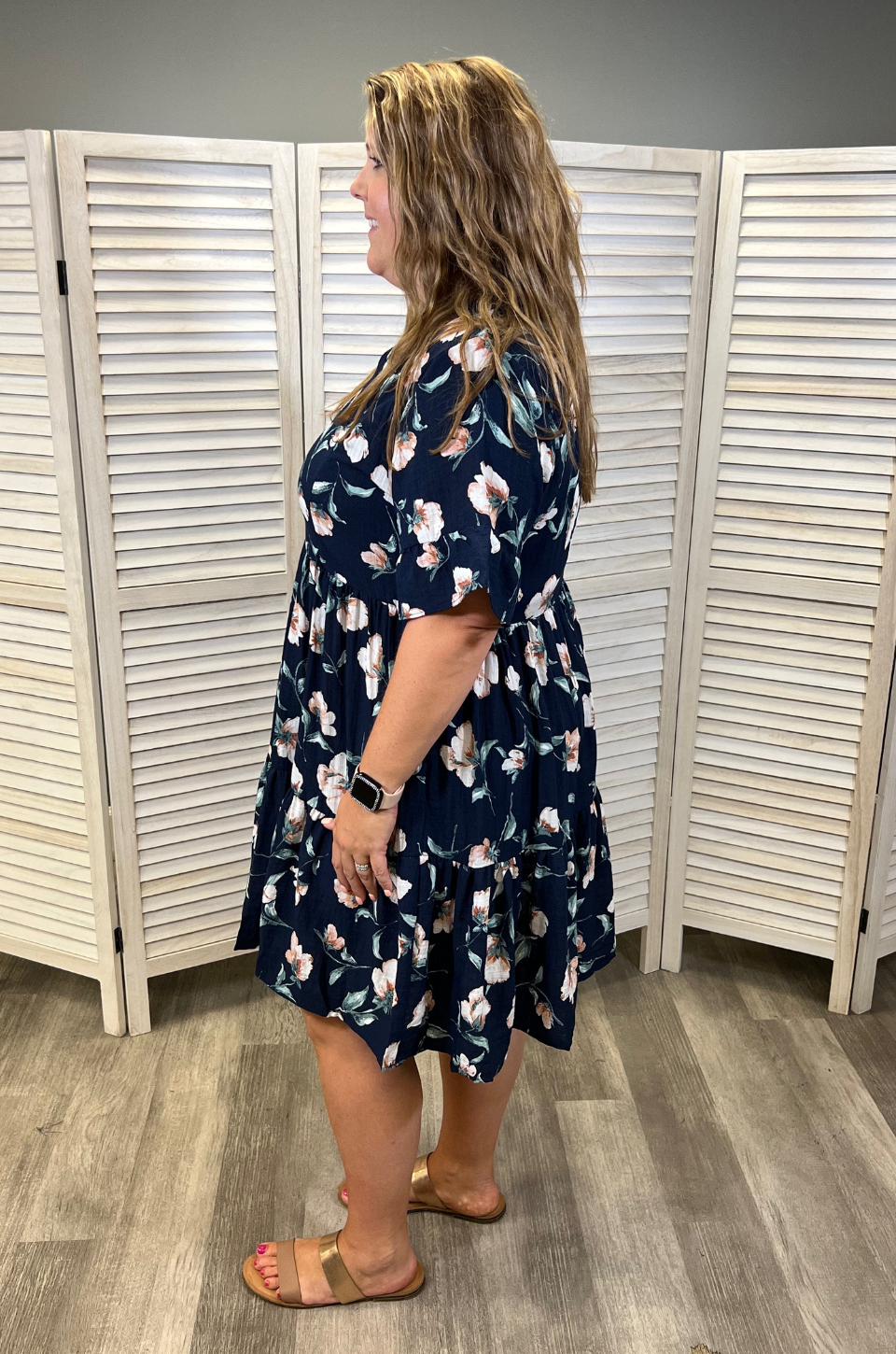 Floral Nursing Dress With Pockets Bell Sleeve