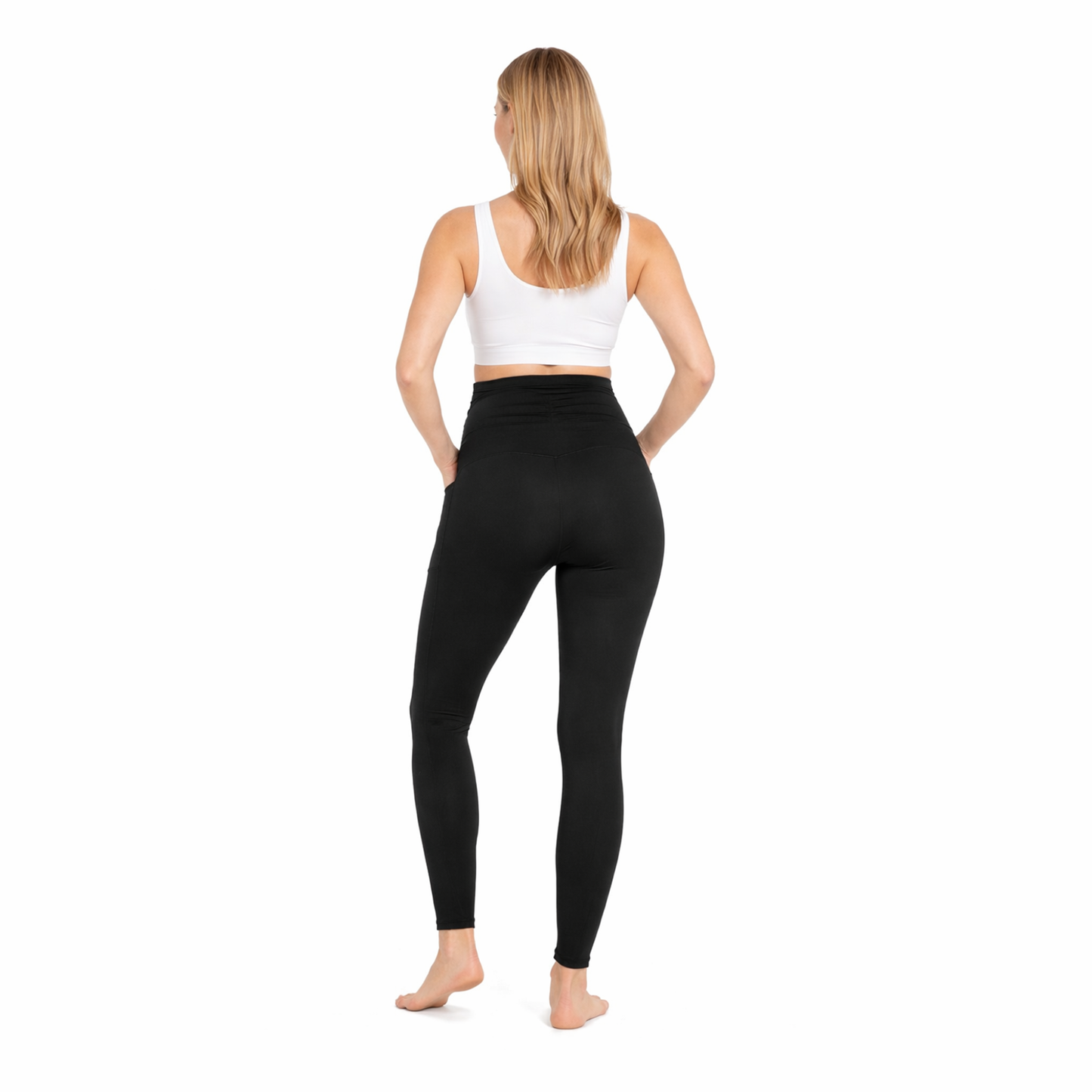 Ruched Maternity Yoga Pants with Pockets