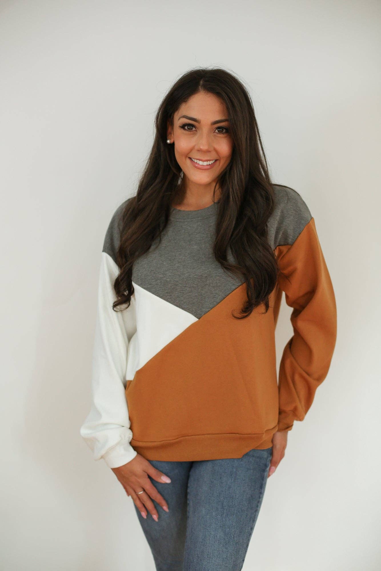 Crewneck Diagonal Zip Breastfeeding Sweatshirt