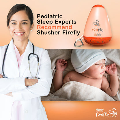Shusher Firefly Portable Baby Sound Machine + Shushie Pacifier 2-Pack Bundle