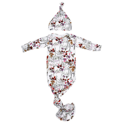 Three Little Tots Floral Newborn Knotted Baby Gown