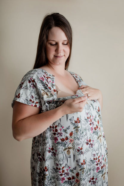 Three Little Tots Floral Mommy Labor and Delivery Nursing Hospital Gown