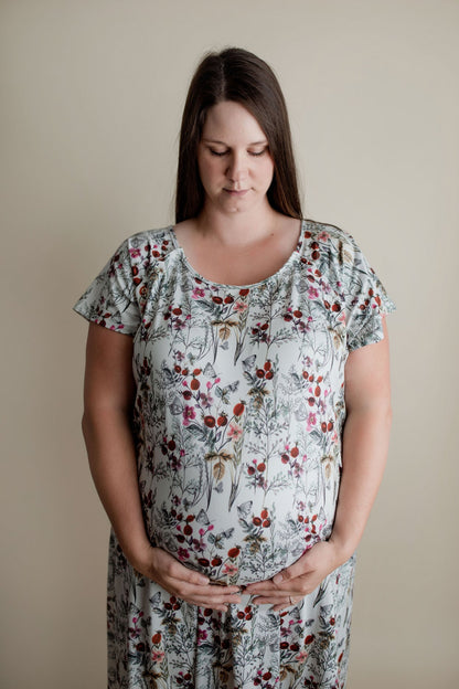 Three Little Tots Floral Mommy Labor and Delivery Nursing Hospital Gown